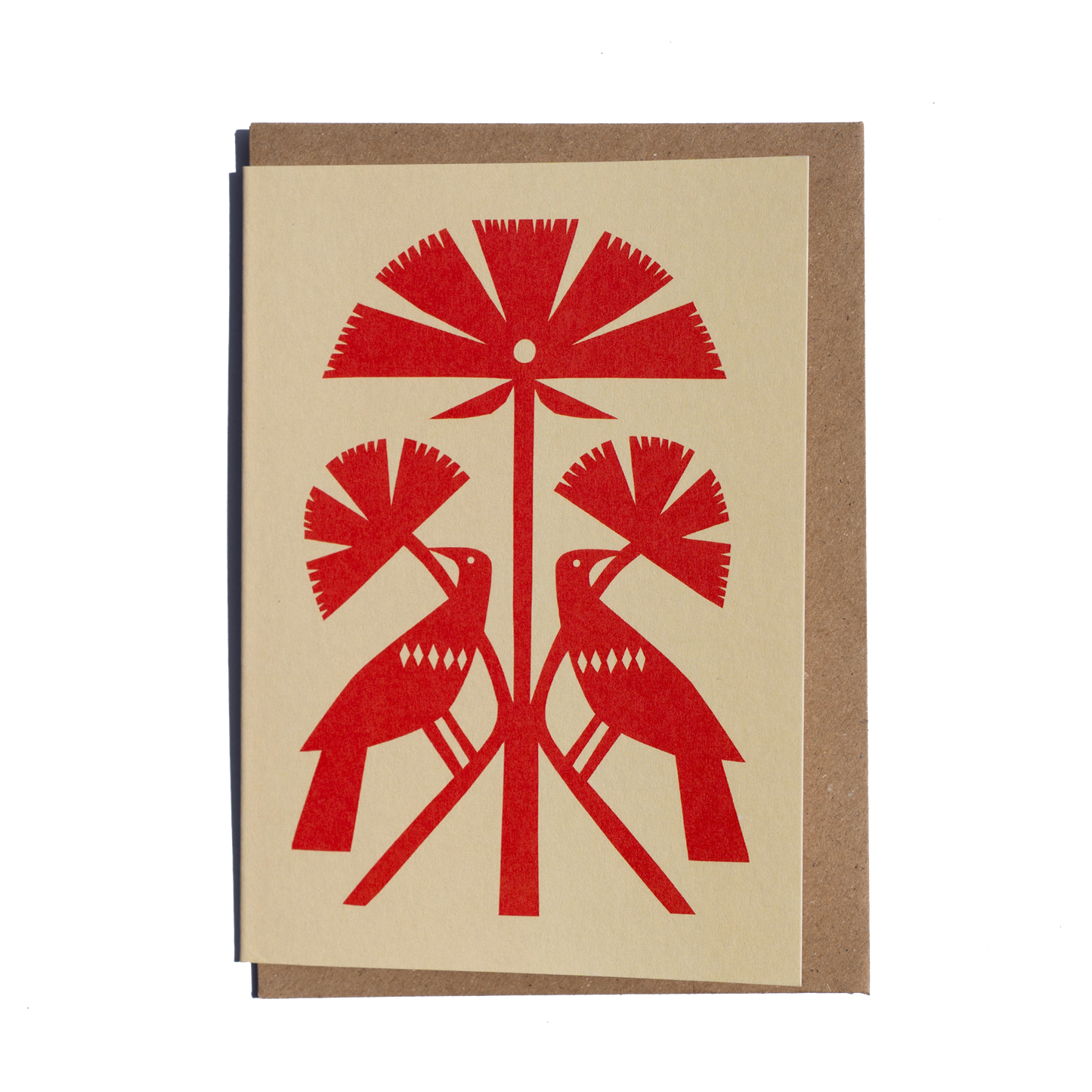 Red Papercut Bird Greetings Card