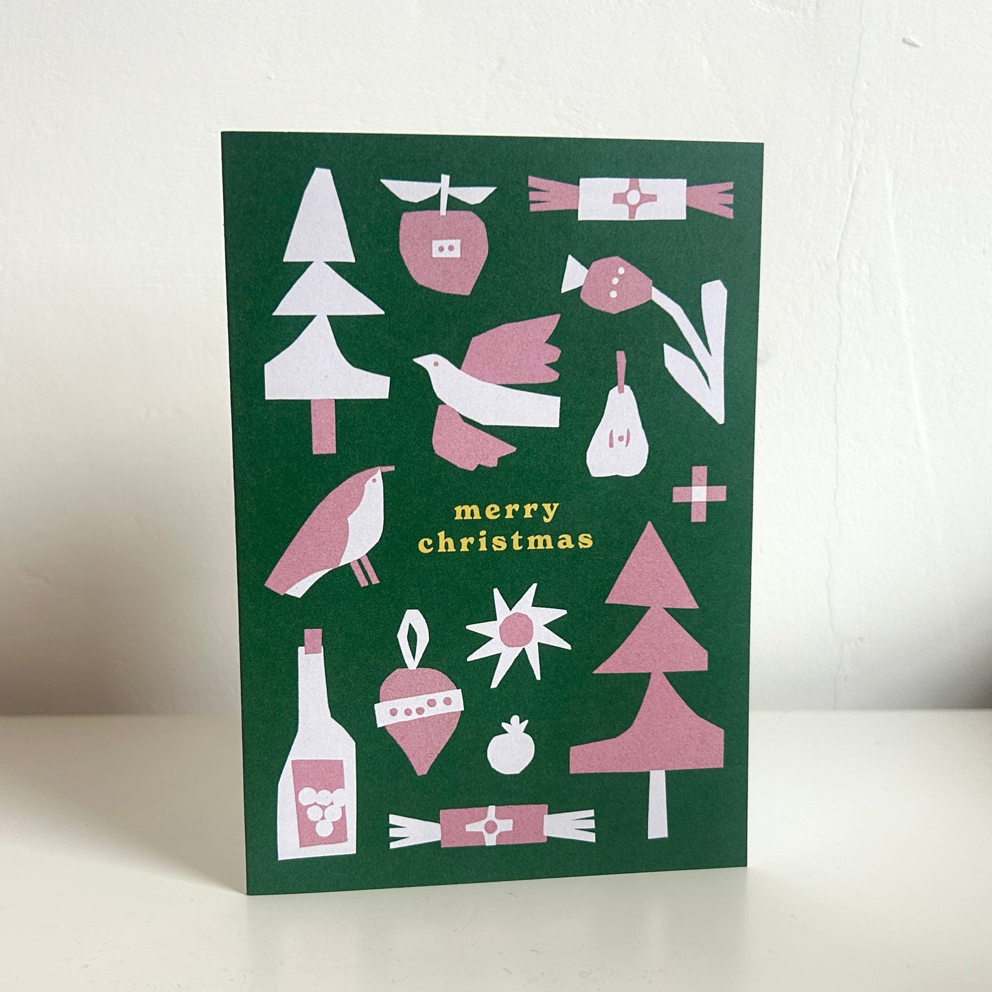 Merry Christmas Green Greetings Card