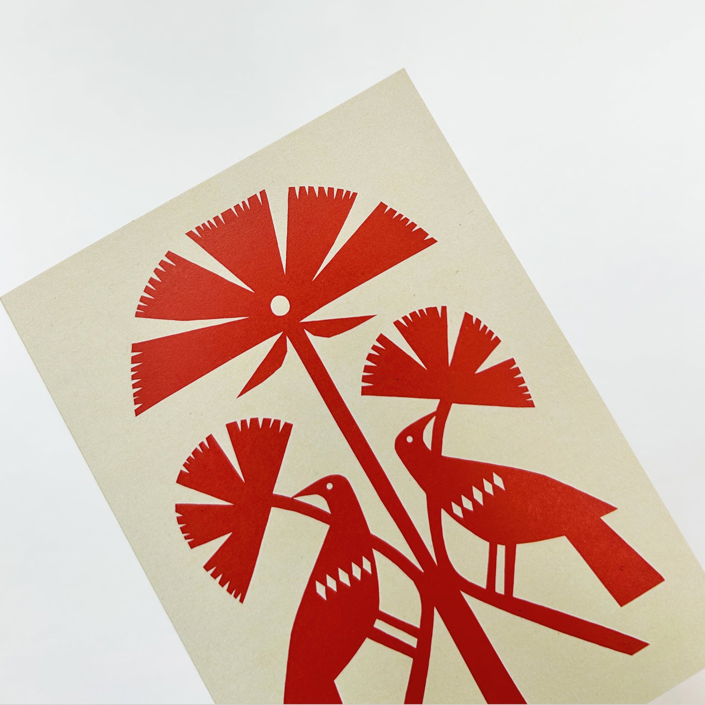 Red Papercut Bird Greetings Card