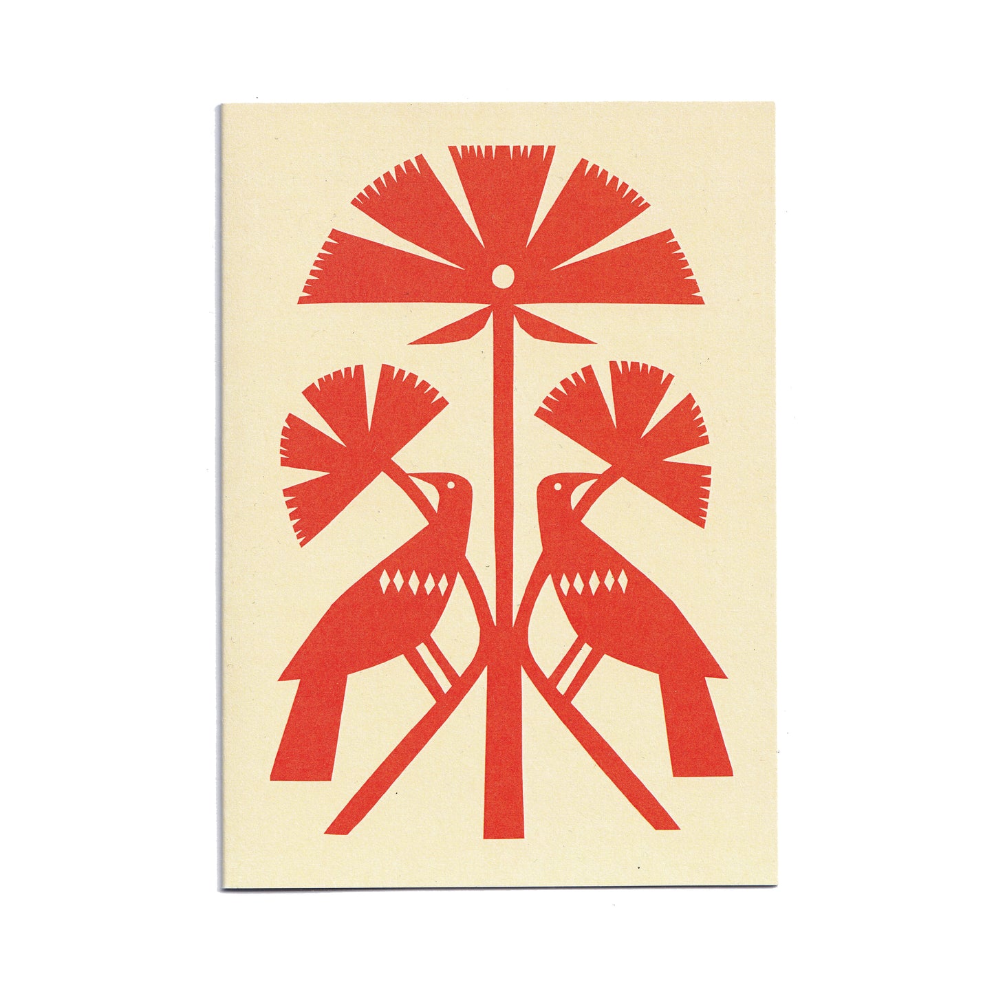 Red Papercut Bird Greetings Card