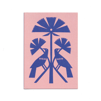 Blue Papercut Bird Greetings Card