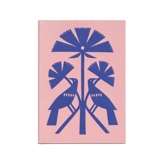 Blue Papercut Bird Greetings Card