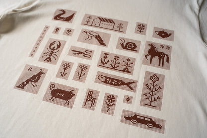 Brown Pixel Illustration Screenprinted Tshirt