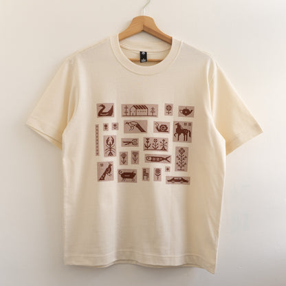 Brown Pixel Illustration Screenprinted Tshirt