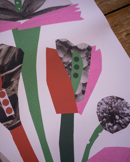 Flower Collage A2 Poster