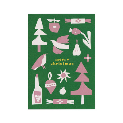 Merry Christmas Green Greetings Card
