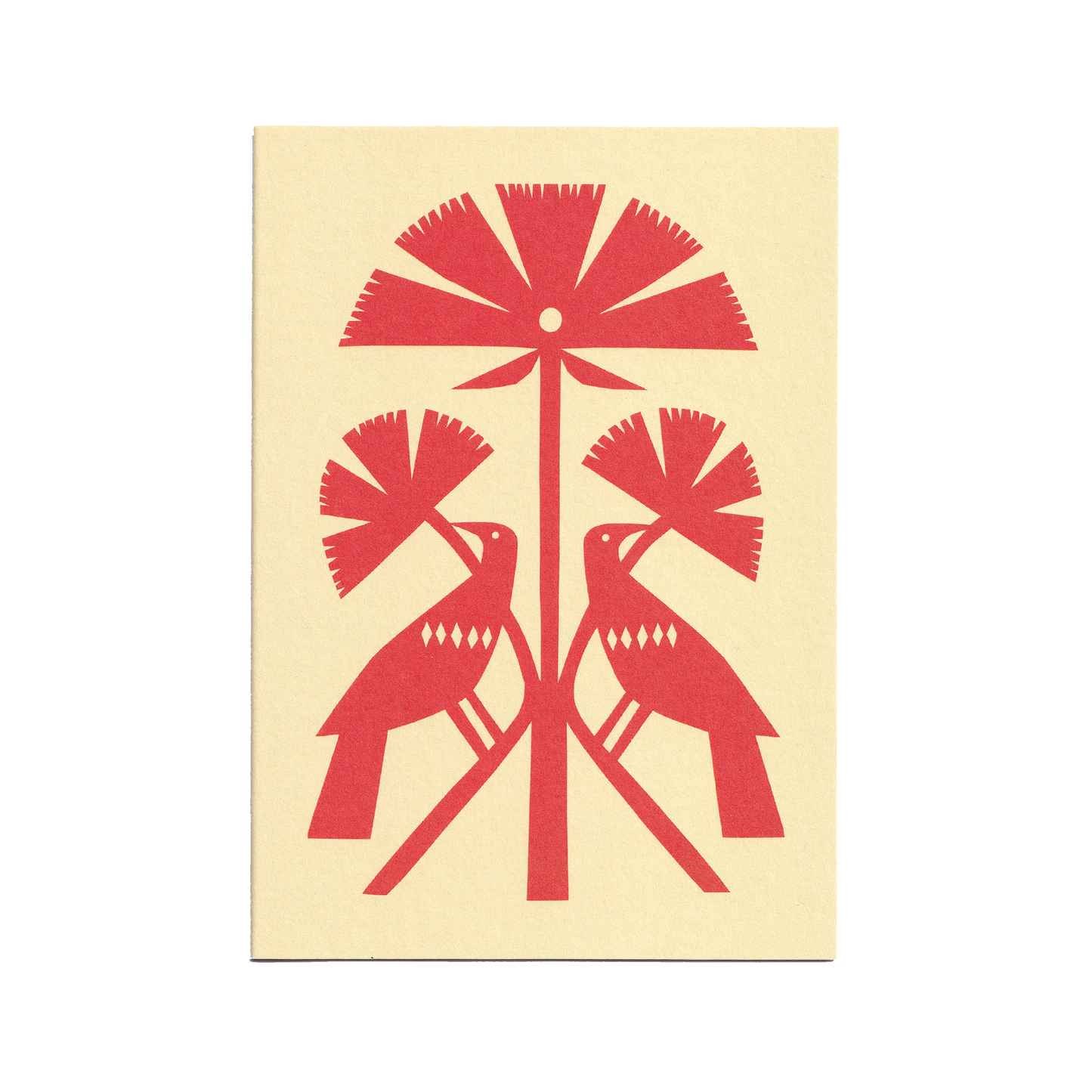 Red Papercut Bird Greetings Card