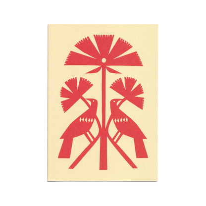 Red Papercut Bird Greetings Card