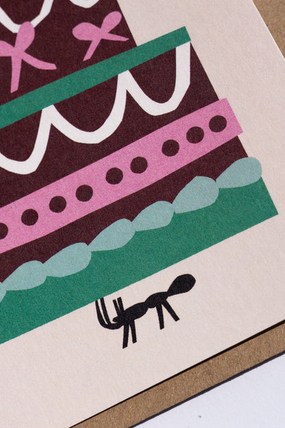 Ant Birthday Cake Greetings Card