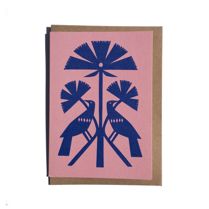 Blue Papercut Bird Greetings Card