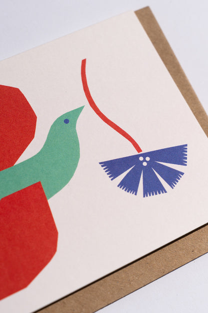 Flower Bird Greetings Card