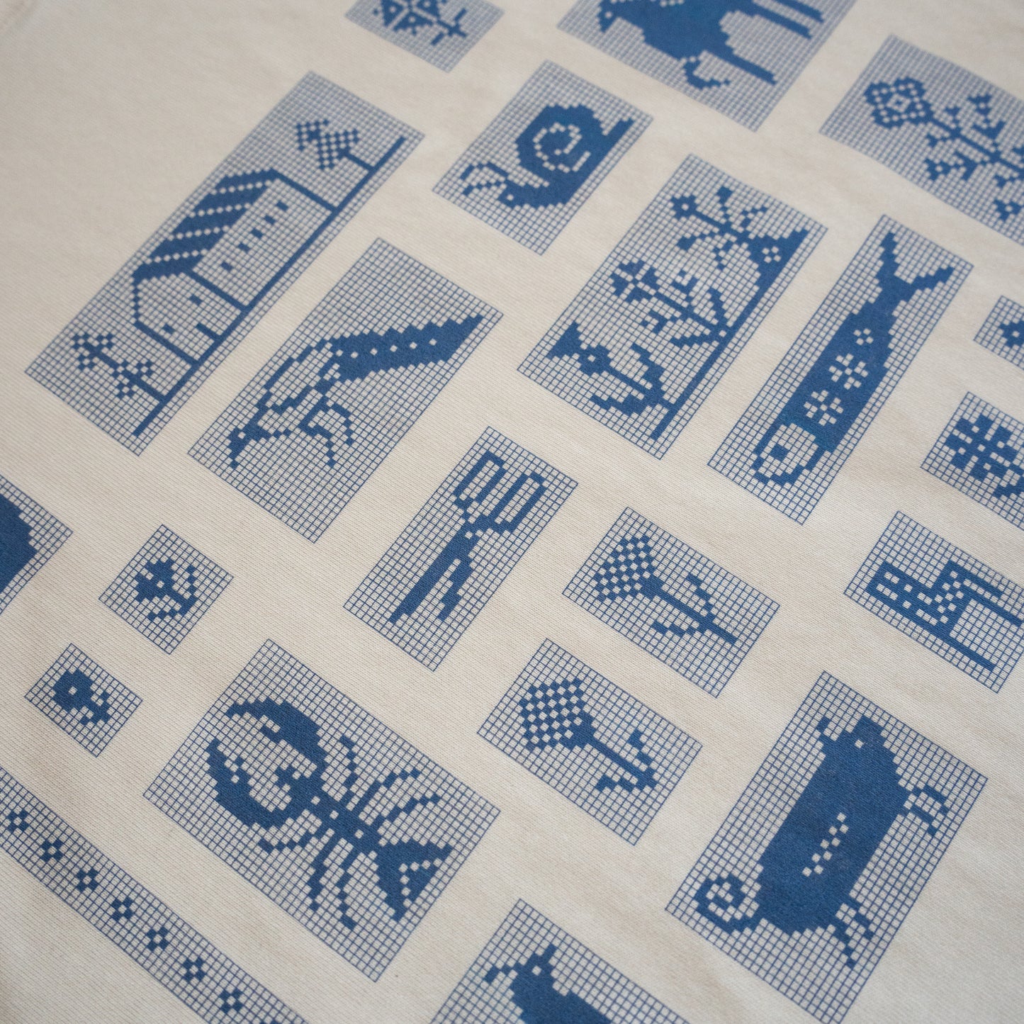Blue Pixel Illustration Screenprinted Tshirt