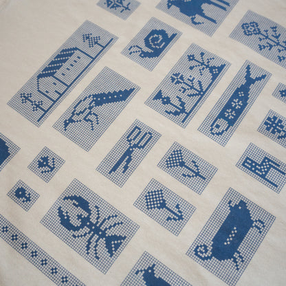 Blue Pixel Illustration Screenprinted Tshirt