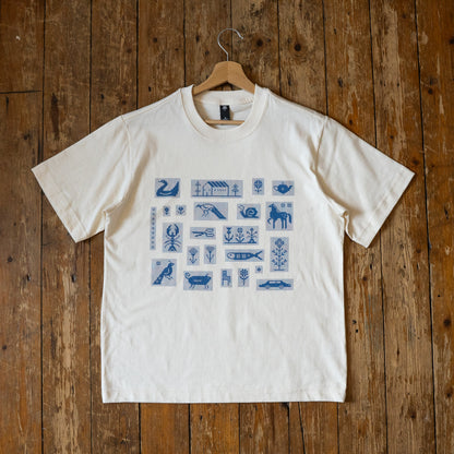 Blue Pixel Illustration Screenprinted Tshirt