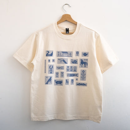 Blue Pixel Illustration Screenprinted Tshirt