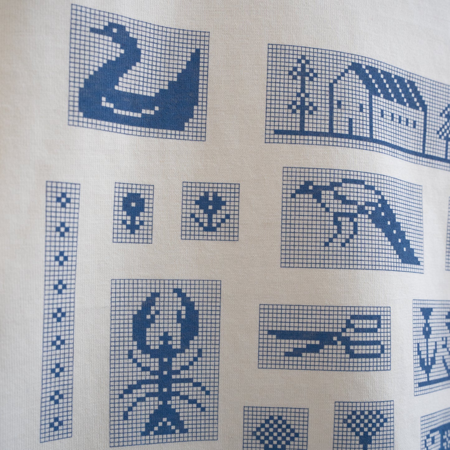 Blue Pixel Illustration Screenprinted Tshirt