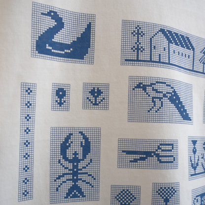 Blue Pixel Illustration Screenprinted Tshirt
